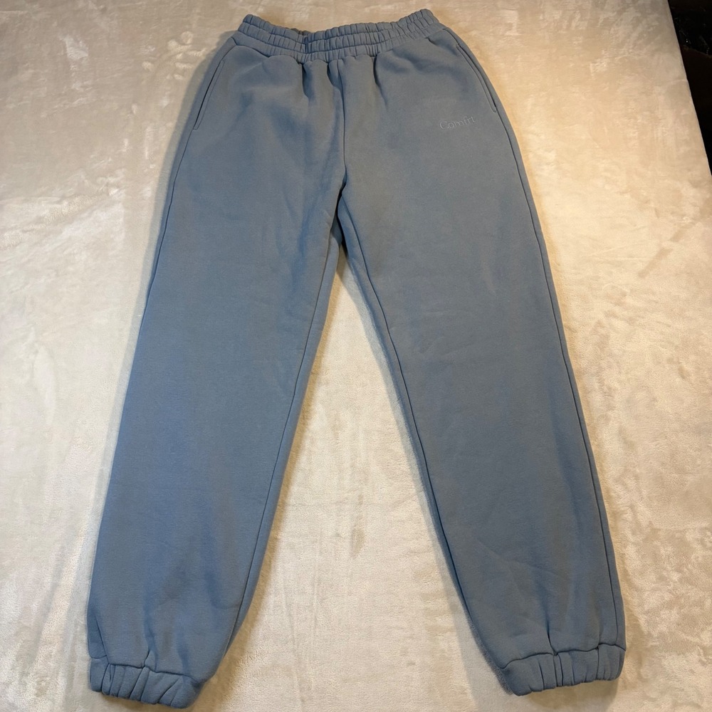 Comfrt Signature Sweatpants Blue Gray Fleece Joggers Size M